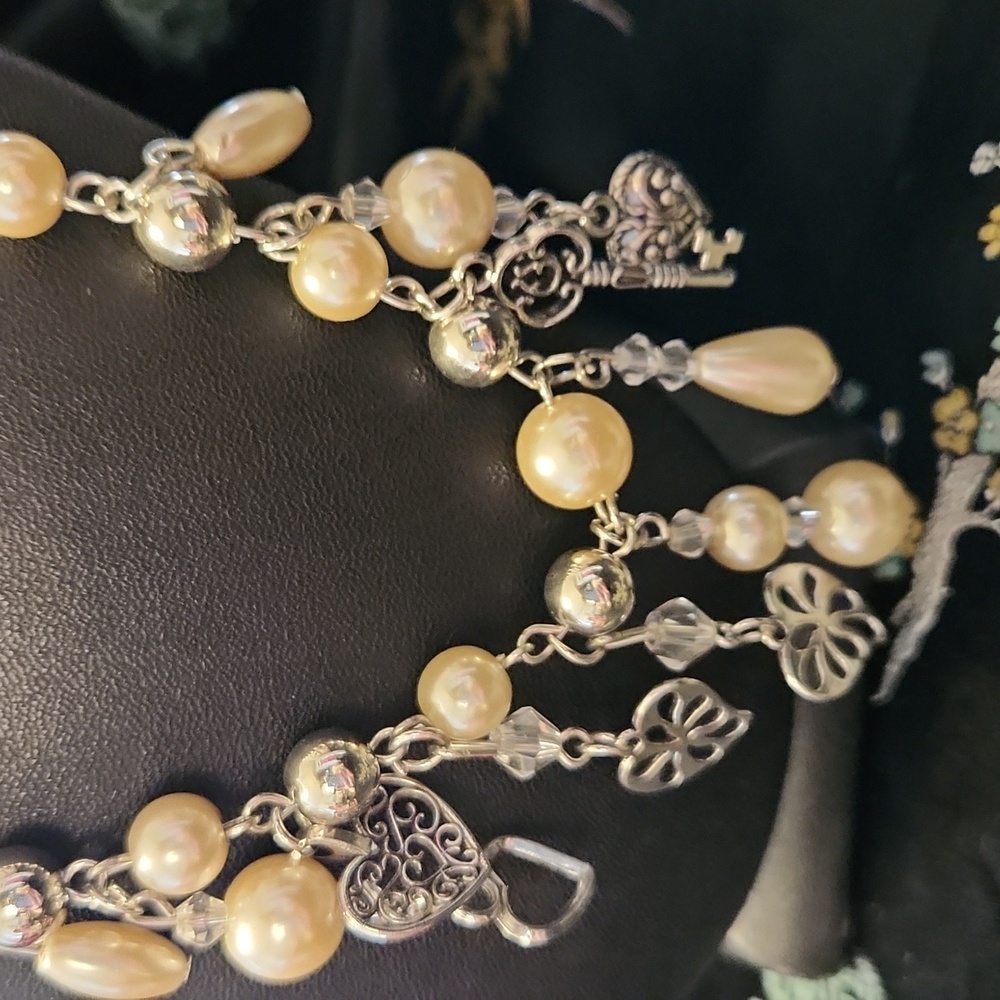 Paparazzi Silver & Pearl Charm Necklace